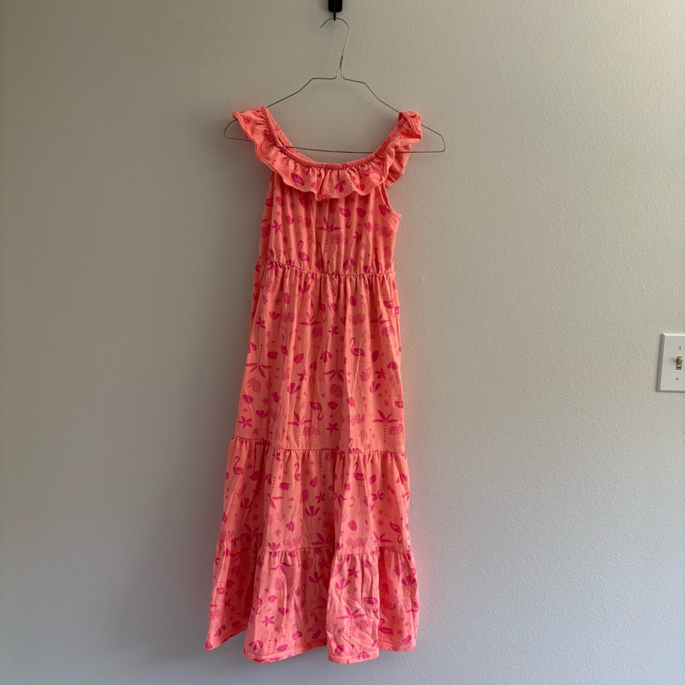 Cat & Jack •‎ Bright Coral & Pink Flamingo Maxi Dress